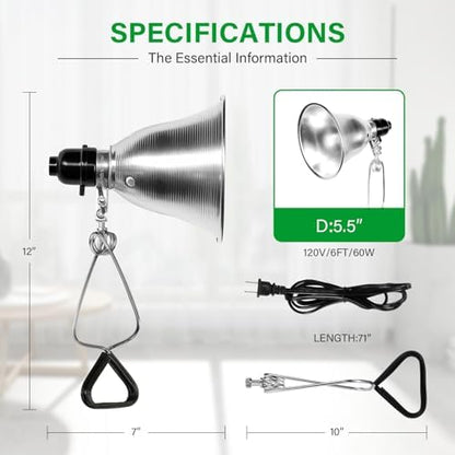 Simple Deluxe 2-Pack Clamp Lamp Light with 5.5 Inch Aluminum Reflector up to 60 Watt E26 (no Bulb Included) 6 Feet 18/2 SPT-2 Cord, Silver