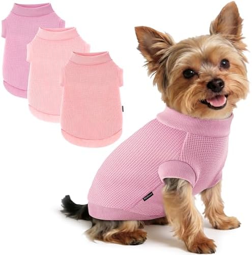 3 Pack Dog Shirt for Small Supplies Functional Waffle Dog Clothes Warm Soft Sweatshirt Outfit for Dogs Cats Pet Apparel