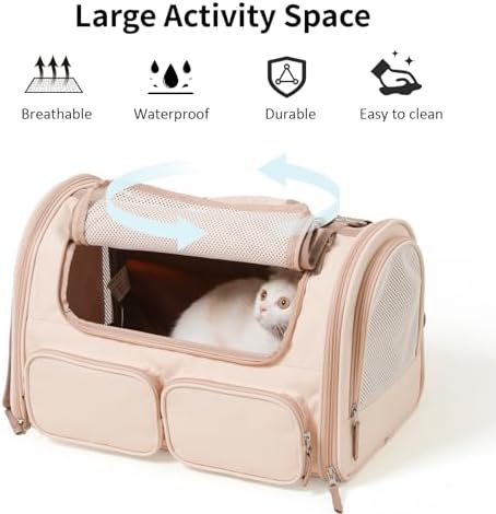 FUKUMARU Cat Carrier, Airline Approved Dog Carrier with Rollable Cover