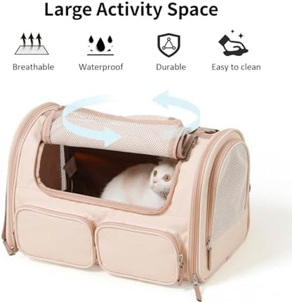 FUKUMARU Cat Carrier, Airline Approved Dog Carrier with Rollable Cover