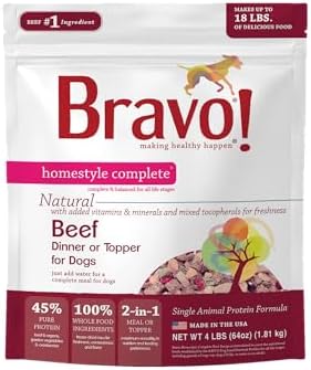 Bravo! Homestyle Complete Freeze Dried Raw Dog Food, Beef, 4 Pounds