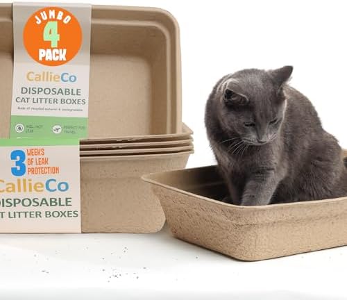 CallieCo Disposable Cat Litter Boxes Jumbo 4 Pack Portable & Leak Resistant