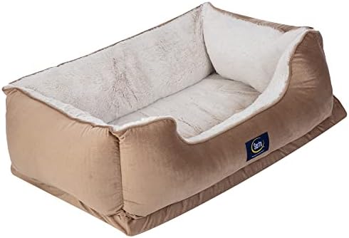 Serta Orthopedic Cuddler Dog Bed for Pets – Desert Sand (Large)