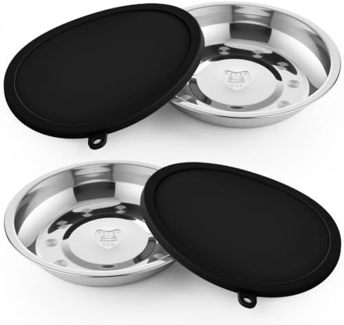 Patelai Dog Bowl with Lid, 4 Pcs, Black