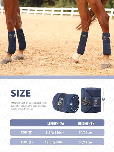 Horse Polo Wraps Upgrade with Bling Leg Wraps for Horses 4-Pack Fleece Leg Wraps Stable Supplies-Navy L