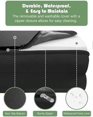 Spotted Play Orthopedic Dog Bed with Sides - Sofa Beds for Large Dogs, Supportive Foam Pet Couch Bed with Washable Removable Cover, Waterproof Lining and Non-Slip Bottom, Black - L-Plus