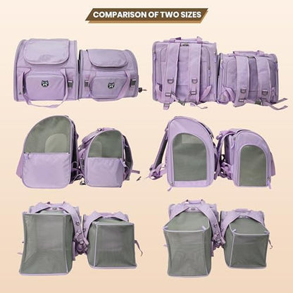Lollimeow Expandable Cat Carrier Backpack for Large Cats - Airline Approved Pet Carrier Backpack for Small Dogs, Hiking & Travel, Waterproof with Breathable Mesh, 22lbs Capacity (Polar Blue, Large)