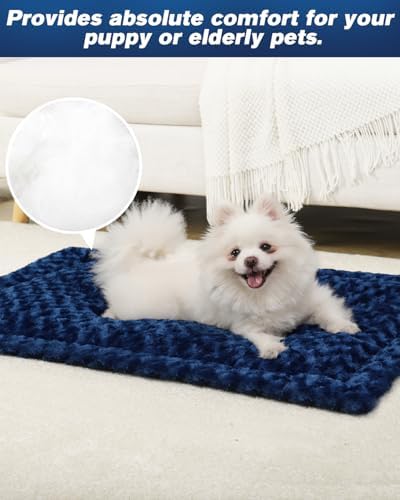 Exsnugy Washable Dog Bed Mat Large Size Fluffy Pet Crate Pad 42x28 XL