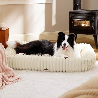 Bedsure ComfyFleece™ XL Dog Beds for Extra Large Dogs Washable，43in Cream