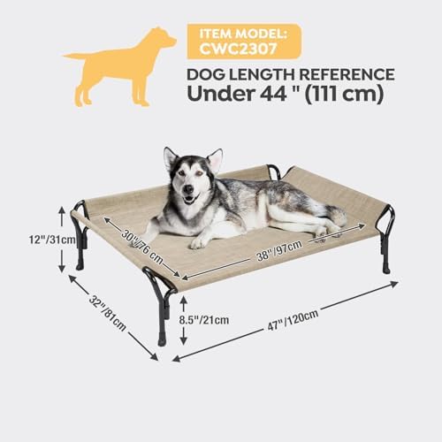Veehoo Cooling Elevated Dog Bed, Raised Dog Cot with Guardrail & Headrest
