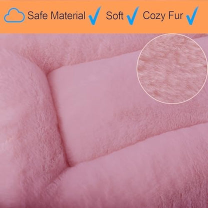 Pink Dog Bed for Crate or Cage 22 Inch for Extra Small Dogs,Soft Fluffy Comfy Cute Crate Beds Washable & Anti-Slip Pet Kennel Pad for Puppy and Cats Cozy Sleeping Mat, (22" x 13", XS-Baby)