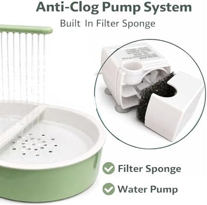 Indoor Bird Bath Fountain, Dual Rainfall Parrot Shower with Anti-Clog Pump & Filter Sponge, Adjustable Water Flow, Natural Beech Wood Perch, Bird Shower Spa for Parakeet, Cockatiel, Lovebird