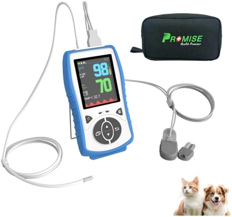 Vet Handheld Monitor with 2.8" LCD, Pet Vital Signs Monitor for SpO2 / Heart Rate/TEMP, Rechargeable Battery - Veterinary Use for Dogs, Cats, Horses etc. (Bundle with Pouch)