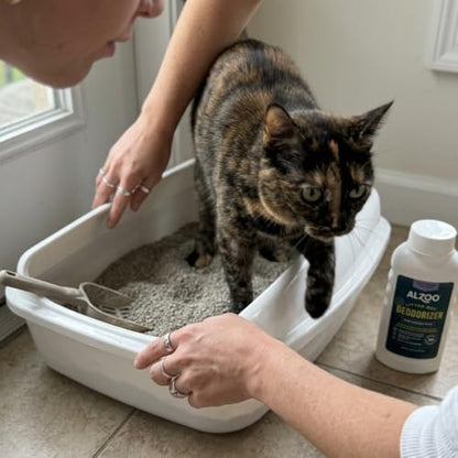 ALZOO Cat Litter Deodorizer, Concentrated Granules Absorb & Help Neutralize Odors, 100% Plant-Based Active Ingredients, Up To 30 Uses, Sweet Vanilla Scent, 26.6 Oz., Pack of 2