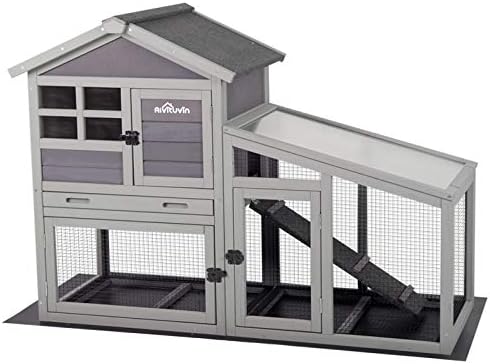 Aivituvin Rabbit Hutch Outdoor Chickecn Coop Indoor Bunny Cage with Pull Out Tray,Upgrade Version,Removable Bottom Wire Mesh 53.4" L x 23.6" W x 38.1" H