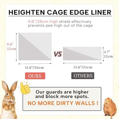 KEYIDE 6Pcs Plastic Pet Cage Liner 12” x 10” Clear Bunny Cage Urine Guard Guinea Pig Side Lining Sheet Rabbit Habitat Siding Ferret Scatter Guard Cage Accessories Simple but Essential