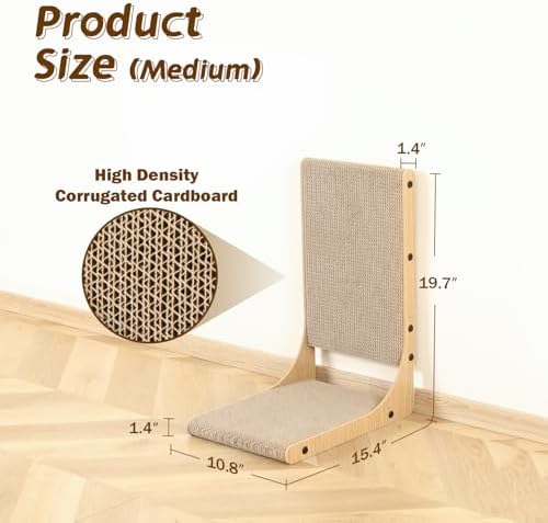 Zakkart 2-Pack L-Shaped Cat Scratching Board, Cardboard, 19.7" Tall (M)