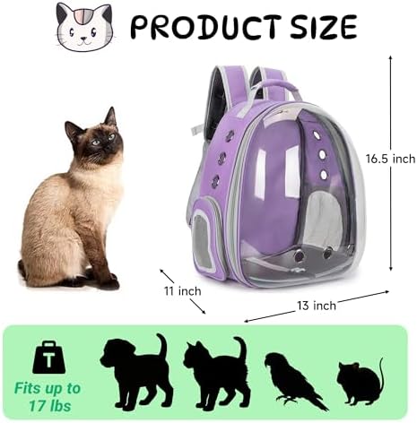 Cat Backpack Carrier Bubble Carrying Bag (Purple)