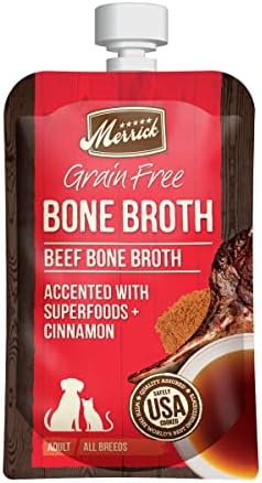 Merrick Grain Free Beef Bone Broth Dog and Cat Food Topper, 7 oz Pouch