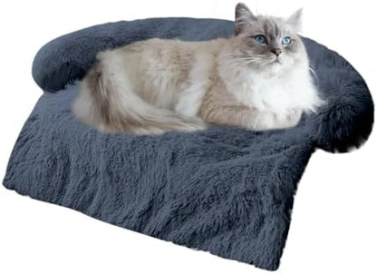 Calming Dogs/Cats Bed Mats, Dog Pad Washable Removable Couch Cover, Plush Long Fur Mat for Pets, Waterproof, Perfect for Small, Medium and Large Dogs and Cats (Navy Blue, 31"x23"x 5.0")