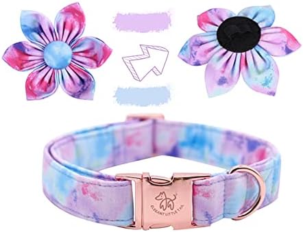 Elegant little tail Colorful Dog Collar for Female or Male Dogs, Flower Pet Collar Adjustable Dog Collars with Flower Gift for Medium Dogs
