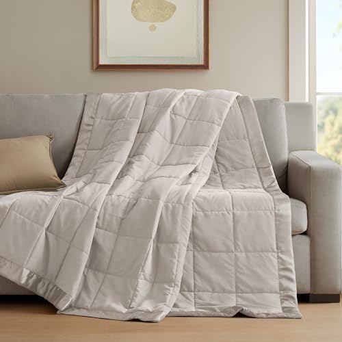 Madison Park Windom Down Alternative Blanket, Premium 3M Scotchgard Moisture Wicking Treatment, Lightweight and Soft Bed Cover For All Season, Satin Trim, Grey King