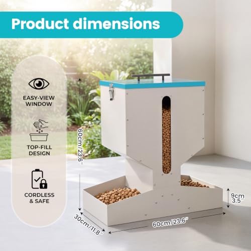 Automatic Dog Feeder for 2 Dogs 40L Anti-Clogging Prevent Fighting