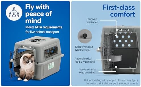 Petmate Sky Kennel for Air Travel, 48in Dog Crate for Pets 90 to 125lbs