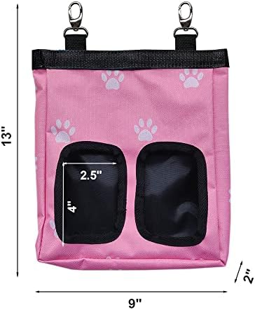 RIOUSSI Guinea Pig Hay Feeder, Hanging Rabbit Hay Feeder Bag. Pink Paws
