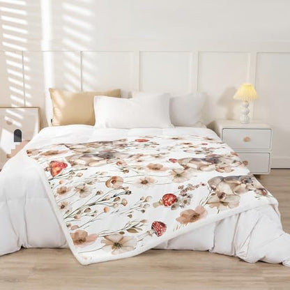 Erosebridal Kawaii Koala Blankets and Throws 40"x50",Mushroom Koala Blanket Throw for Girls Boys,Cute Animal Print Fleece Blanket Farmhouse Floral Plant Fuzzy Blanket for Bed Sofa Decor