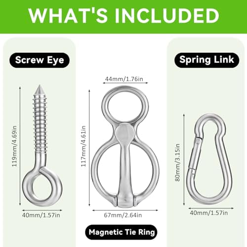 2 Sets Horse Tie Ring, Tie Ring for Horses 304 Stainless Steel, Horse Training Accessories for Indoor and Outdoor Horse Trailers, Horse tack and Supplies Accessories