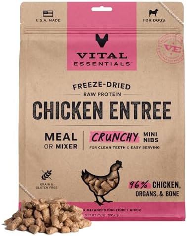 Vital Essentials Freeze Dried Dog Food, Chicken Mini Nibs, 25 oz Bag