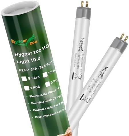 2-Pack UVB Reptile Light 10.0 Bulb 39W T5 Fluorescent Desert Lamp UVA for Bearded Dragon Tortoise Reptile & Amphibian