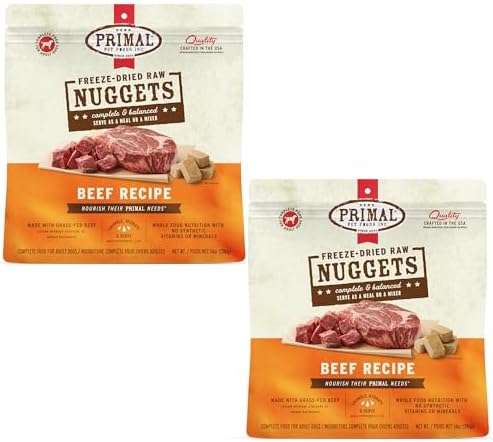 Primal Freeze Dried Raw Dog Food Nuggets, Beef, 14 oz (2 Pack)