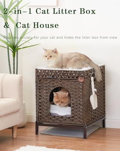 SETVSON Cat Litter Box Enclosure Hidden Litter Box Furniture, Brown