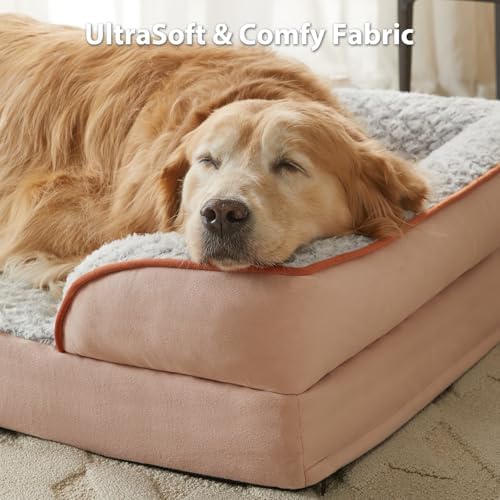 LEXTRO Orthopedic Dog Beds for Large Dogs, Comfy Washable Dog Couch Bed
