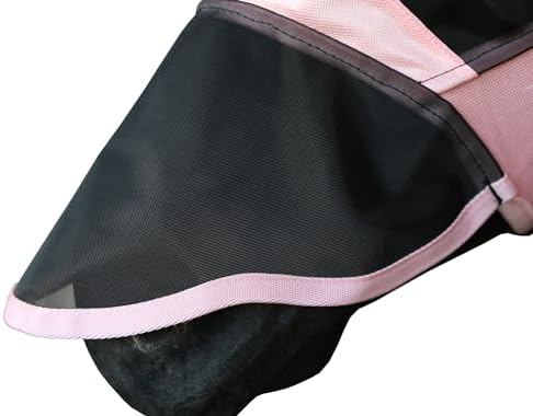 T TEKE Fine Mesh Horse Fly Mask w/Ears & Nose, UV Blocking 3D Eye Visor with Extra Fleece Cushioned Forehead, Protection from Insect Pests