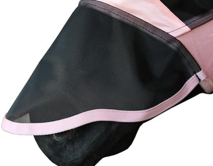 T TEKE Fine Mesh Horse Fly Mask w/Ears & Nose, UV Blocking 3D Eye Visor with Extra Fleece Cushioned Forehead, Protection from Insect Pests