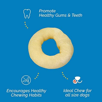 123 Treats Beefhide Dog Doughnut Chews – Rawhide Donuts for Dogs – 3.5 Inch Circle – Promotes Dental Health – Long-Lasting Chew – 10 Count