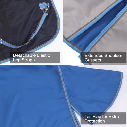 1200D Horse Blanket, 0g No-Fill Waterproof Turnout Rain Sheet