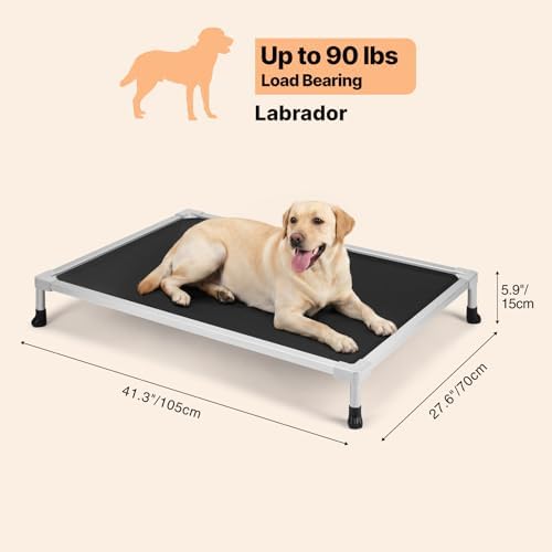Veehoo Chew Proof Elevated Dog Bed, Silver Aluminum Dog Cot, Pre-Assembled