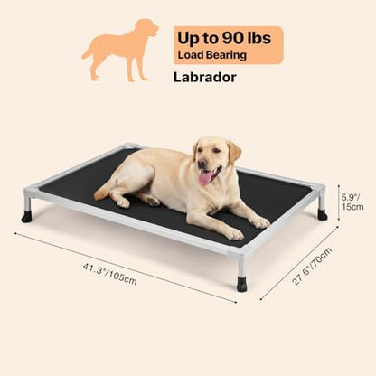 Veehoo Chew Proof Elevated Dog Bed, Silver Aluminum Dog Cot, Pre-Assembled