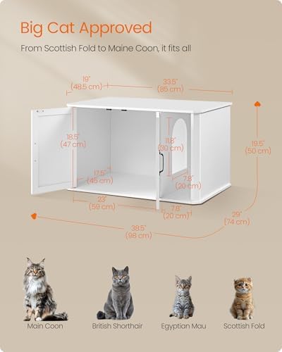 Feandrea Litter Box Enclosure, Modern Cat Litter Box, Front Entry