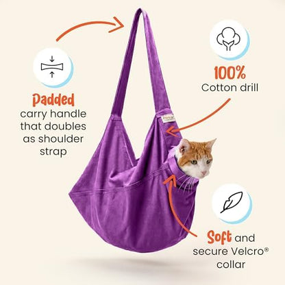 Cat-in-the-Bag Cozy Comfort Carrier - Large Lavender Pet Carrier and Cat Carrier Soft for Grooming, Vet Visits, Medication Administration, Dental Care, and Nail Trimming
