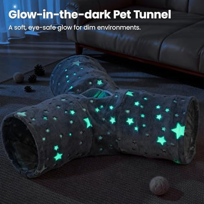 Tempcore 3-Way Cat Tunnel Toy, Collapsible, Self-Luminous Tube for Cats