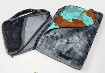 Caroline's Treasures MLM1048TBLT Red Dachshund Soft Travel Blanket with Bag Airplane Blanket, Indoor Outdoor Camping Blanket for Traveling, Picnics, Beach Trips, Concerts