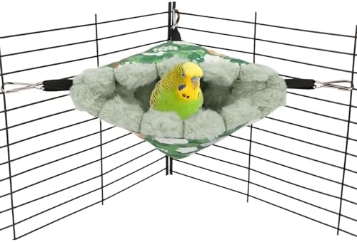 Wontee Bird Nest House Winter Warm Hanging Hammock Bird Bed Snuggle Hut for Parakeets Budgies Caique Conures Cockatiels (Small, Green)
