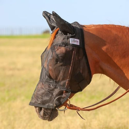 Cashel Quiet Ride Horse Fly Mask with Long Nose and Ears, Black, Arabian