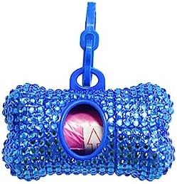 Bling Dog Poop Pickup Bag Dispenser Holder Pet Waste Disposal Bag Pet Trash Bags Holder Bone Shaped (Blue)