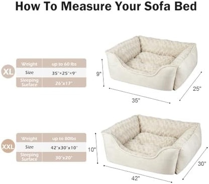 JOEJOY Rectangle Dog Bed for Large Medium Small Dogs - Washable Orthopedic Sofa Bed, Soft Breathable Puppy & Pet Cuddler, Durable Calming Dog Bed with Anti-Slip Bottom, Multiple Sizes, Cream